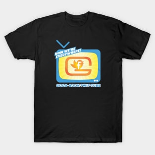 GOOG BOOK TWIT TUBE — Now We're Everywhere! T-Shirt